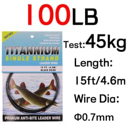 6LB-124LB 15ft/4.6m Kink-Resistant Toughness Nickel Titanium Fishing Leader Line for Saltwater Pike Tuna Wahoo Fishing