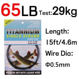 6LB-124LB 15ft/4.6m Kink-Resistant Toughness Nickel Titanium Fishing Leader Line for Saltwater Pike Tuna Wahoo Fishing