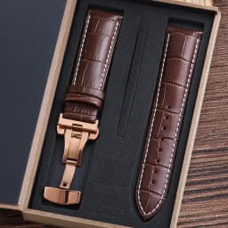 Genuine Cowhide Watch Straps with Box WatchBand 14mm 16mm 18mm 20mm 21mm 22mm 24mm Watch Bracelet Butterfly Clasp Wristband Belt