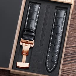Genuine Cowhide Watch Straps with Box WatchBand 14mm 16mm 18mm 20mm 21mm 22mm 24mm Watch Bracelet Butterfly Clasp Wristband Belt