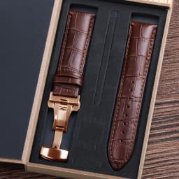 Genuine Cowhide Watch Straps with Box WatchBand 14mm 16mm 18mm 20mm 21mm 22mm 24mm Watch Bracelet Butterfly Clasp Wristband Belt