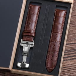 Genuine Cowhide Watch Straps with Box WatchBand 14mm 16mm 18mm 20mm 21mm 22mm 24mm Watch Bracelet Butterfly Clasp Wristband Belt