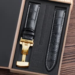Genuine Cowhide Watch Straps with Box WatchBand 14mm 16mm 18mm 20mm 21mm 22mm 24mm Watch Bracelet Butterfly Clasp Wristband Belt