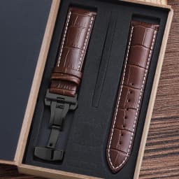 Genuine Cowhide Watch Straps with Box WatchBand 14mm 16mm 18mm 20mm 21mm 22mm 24mm Watch Bracelet Butterfly Clasp Wristband Belt