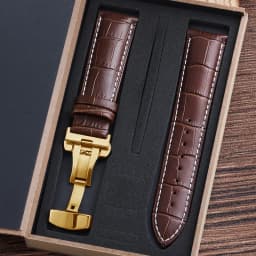 Genuine Cowhide Watch Straps with Box WatchBand 14mm 16mm 18mm 20mm 21mm 22mm 24mm Watch Bracelet Butterfly Clasp Wristband Belt