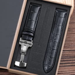 Genuine Cowhide Watch Straps with Box WatchBand 14mm 16mm 18mm 20mm 21mm 22mm 24mm Watch Bracelet Butterfly Clasp Wristband Belt
