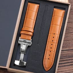 Genuine Cowhide Watch Straps with Box WatchBand 14mm 16mm 18mm 20mm 21mm 22mm 24mm Watch Bracelet Butterfly Clasp Wristband Belt