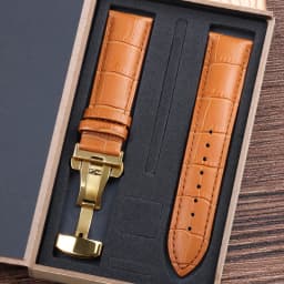 Genuine Cowhide Watch Straps with Box WatchBand 14mm 16mm 18mm 20mm 21mm 22mm 24mm Watch Bracelet Butterfly Clasp Wristband Belt