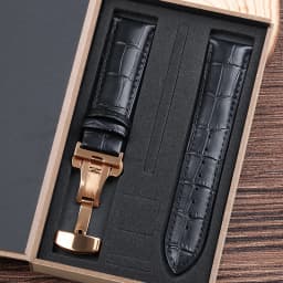 Genuine Cowhide Watch Straps with Box WatchBand 14mm 16mm 18mm 20mm 21mm 22mm 24mm Watch Bracelet Butterfly Clasp Wristband Belt