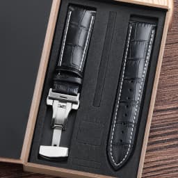 Genuine Cowhide Watch Straps with Box WatchBand 14mm 16mm 18mm 20mm 21mm 22mm 24mm Watch Bracelet Butterfly Clasp Wristband Belt