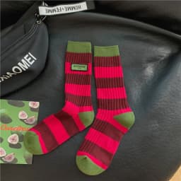Women's Spring Antumn Cotton Color Long Socks Mid-tube Stockings Cute Rose Red Pile Pile Socks Sweet Style For Girls Gift Kawaii