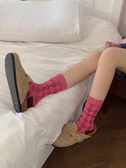 Women's Spring Antumn Cotton Color Long Socks Mid-tube Stockings Cute Rose Red Pile Pile Socks Sweet Style For Girls Gift Kawaii