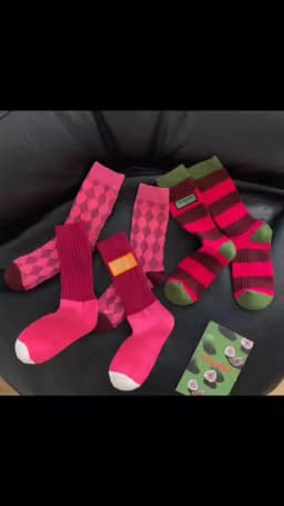 Women's Spring Antumn Cotton Color Long Socks Mid-tube Stockings Cute Rose Red Pile Pile Socks Sweet Style For Girls Gift Kawaii