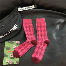 Women's Spring Antumn Cotton Color Long Socks Mid-tube Stockings Cute Rose Red Pile Pile Socks Sweet Style For Girls Gift Kawaii