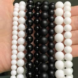 Wholesale Glass Stone Black White Matte Dull Polish Onyx Agates Round Beads For Jewelry Making DIY Bracelet Charms 4-12mm 15”