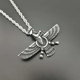 Punk Gold Color Ahura Mazda Fire of Light and Truth Zoroastrianism Amulet Necklaces for Men