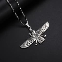 Punk Gold Color Ahura Mazda Fire of Light and Truth Zoroastrianism Amulet Necklaces for Men