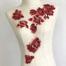 5 Pcs Red Plum Blossom Flower Embroidery Patches Fabric Applique Festival Clothing Christmas Patch Sewing Repair
