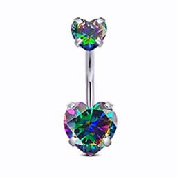 1PCS Surgical Steel Ab Crystal Belly Button Rings Zircon Heart Navel Piercing Reverse Cute Belly Button Piercing Sexy Navel Ring