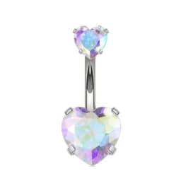 1PCS Surgical Steel Ab Crystal Belly Button Rings Zircon Heart Navel Piercing Reverse Cute Belly Button Piercing Sexy Navel Ring