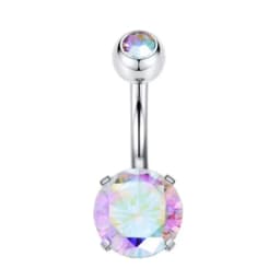 1PCS Surgical Steel Ab Crystal Belly Button Rings Zircon Heart Navel Piercing Reverse Cute Belly Button Piercing Sexy Navel Ring