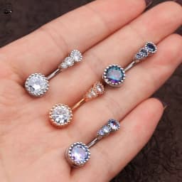 1PCS Surgical Steel Ab Crystal Belly Button Rings Zircon Heart Navel Piercing Reverse Cute Belly Button Piercing Sexy Navel Ring