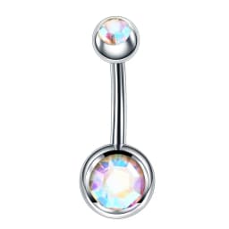 1PCS Surgical Steel Ab Crystal Belly Button Rings Zircon Heart Navel Piercing Reverse Cute Belly Button Piercing Sexy Navel Ring