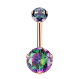 1PCS Surgical Steel Ab Crystal Belly Button Rings Zircon Heart Navel Piercing Reverse Cute Belly Button Piercing Sexy Navel Ring