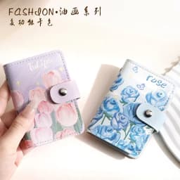 Retro Oil Painting Card Bag Large Capacity Women's Multi Slot Card Covers Driver's License Holder Credit Card Holder Coin Purse
