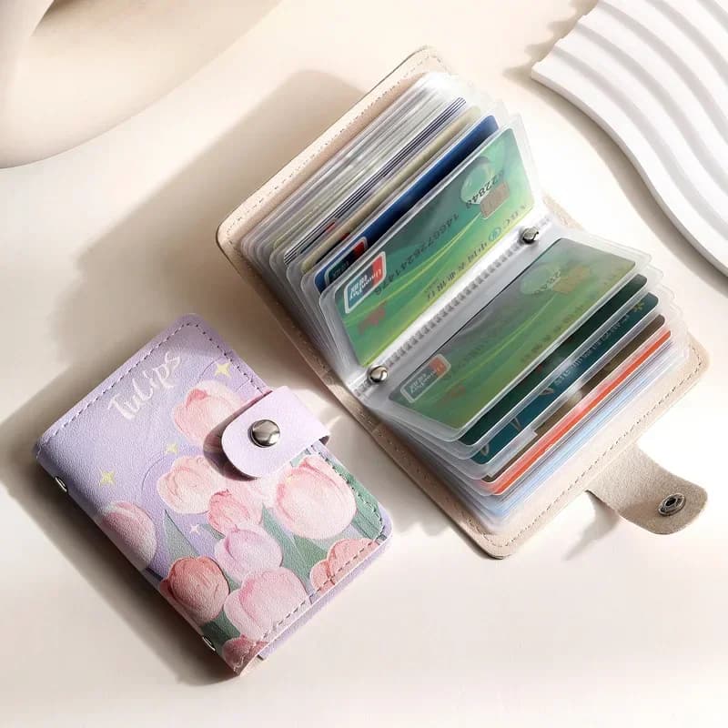 Retro Oil Painting Card Bag Large Capacity Women's Multi Slot Card Covers Driver's License Holder Credit Card Holder Coin Purse