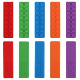 5PCS Brick Silicone Teether Baby Teething Toys Sensory Chewable Necklace BPA Free Silicone Food Grade Teether Oral Motor Tools