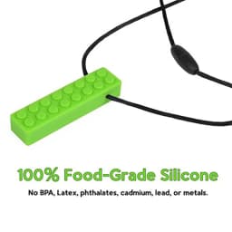 5PCS Brick Silicone Teether Baby Teething Toys Sensory Chewable Necklace BPA Free Silicone Food Grade Teether Oral Motor Tools