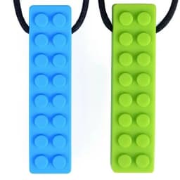 5PCS Brick Silicone Teether Baby Teething Toys Sensory Chewable Necklace BPA Free Silicone Food Grade Teether Oral Motor Tools