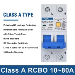 TAIXI RCBO RCCB Type A / AC Residual Current Circuit Breaker MCB 220V 110V 10A 16A 20A 32A 40A 63A 30mA 15mA Leakage Protection