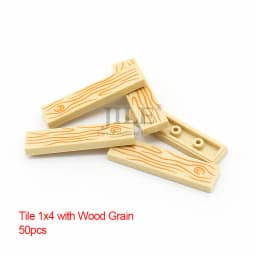 50pcs Moc Tile 1x4 1x3 Tablet with Wood Grain Danger Stripes Pattern DIY Building Blocks Bricks Compatible with 2431 63864