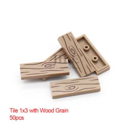 50pcs Moc Tile 1x4 1x3 Tablet with Wood Grain Danger Stripes Pattern DIY Building Blocks Bricks Compatible with 2431 63864