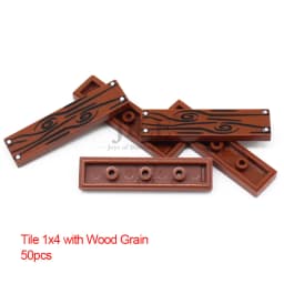 50pcs Moc Tile 1x4 1x3 Tablet with Wood Grain Danger Stripes Pattern DIY Building Blocks Bricks Compatible with 2431 63864