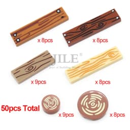 50pcs Moc Tile 1x4 1x3 Tablet with Wood Grain Danger Stripes Pattern DIY Building Blocks Bricks Compatible with 2431 63864