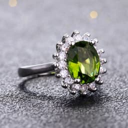 Retro Silver Ring for Women Flower Rings with Peridot Stones Shining Luxury Brand Wedding Engagement Rings Jewelry
