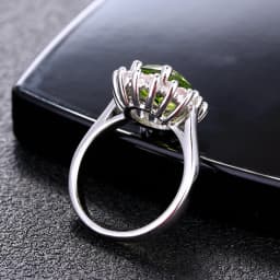 Retro Silver Ring for Women Flower Rings with Peridot Stones Shining Luxury Brand Wedding Engagement Rings Jewelry