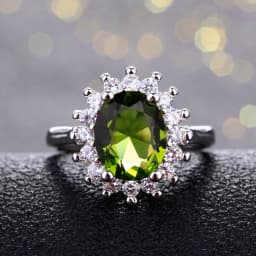 Retro Silver Ring for Women Flower Rings with Peridot Stones Shining Luxury Brand Wedding Engagement Rings Jewelry