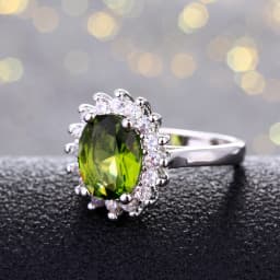 Retro Silver Ring for Women Flower Rings with Peridot Stones Shining Luxury Brand Wedding Engagement Rings Jewelry