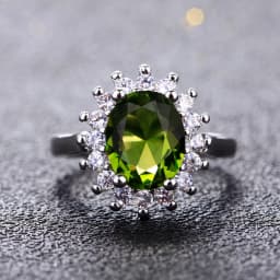 Retro Silver Ring for Women Flower Rings with Peridot Stones Shining Luxury Brand Wedding Engagement Rings Jewelry