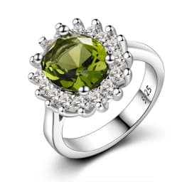 Retro Silver Ring for Women Flower Rings with Peridot Stones Shining Luxury Brand Wedding Engagement Rings Jewelry