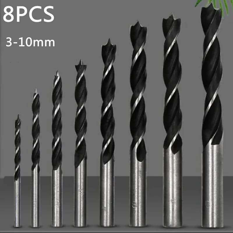 Bonoda 8Pcs/Set Wood Drill Bit Set 3MM-10MM Drill Bits Kit For Woodworking Wood Tools Spiral Drill Bit High Carbon Steel
