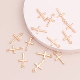 Leslie 80pcs Small Alloy Cross Pendants Jewelry for Handmade Necklaces Bracelets Gold Color 17x10mm DIY Making Finding