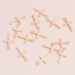 Leslie 80pcs Small Alloy Cross Pendants Jewelry for Handmade Necklaces Bracelets Gold Color 17x10mm DIY Making Finding
