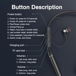 EARDECO 180 Hour Endurance Bluetooth Headphone Bass Wireless Headphones with Mic Stereo Neckband Earphones Sport Headset TF Card