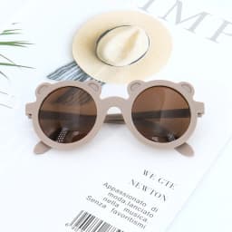 Baby Boys Girls Cute Cartoon Bear Shape Fashion Round Glasses Children Vintage Sunglasses UV Protection Classic Kids Eyewear