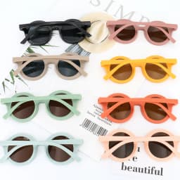 Baby Boys Girls Cute Cartoon Bear Shape Fashion Round Glasses Children Vintage Sunglasses UV Protection Classic Kids Eyewear